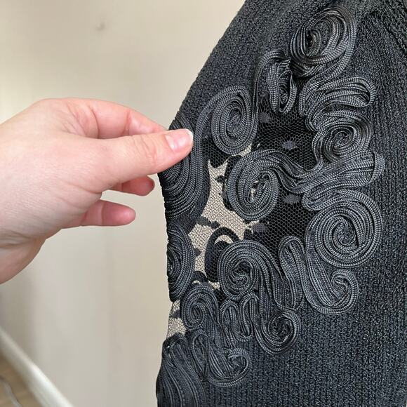 Pat Sandler Wellmore For Saks Fifth Avenue Black Santana Knit Puff Sleeve Dress - Picture 5 of 8